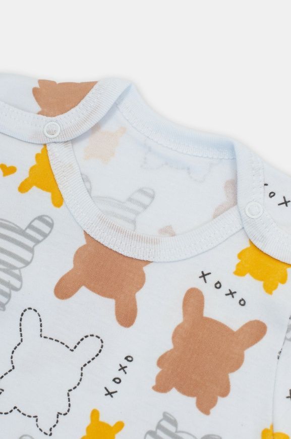 Боді з коротким рукавом біле з зайцями на кнопочках для немовлят, Babytoo, 12 міс фото