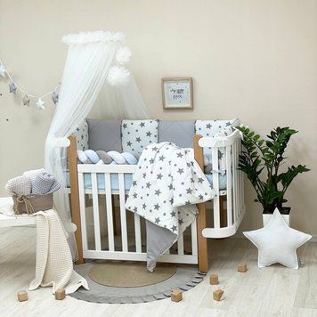 Комплект постільної білизни для новонародженого Happy night Зірки сірі, MSonya фото