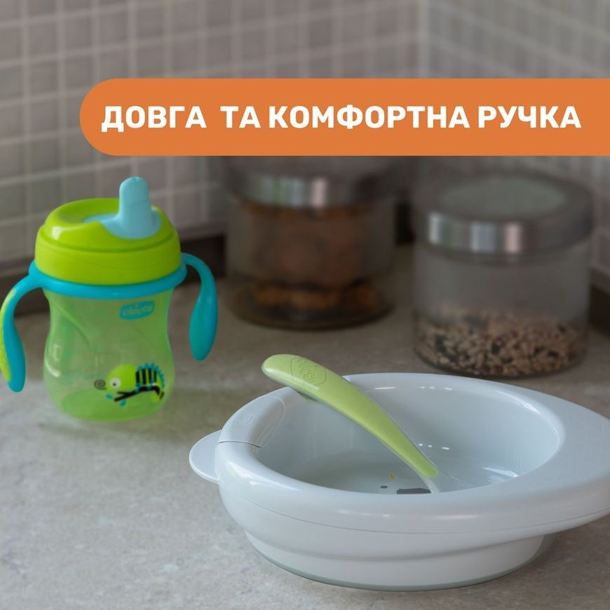 Ложка м'яка силіконова зелена для дітей, Chicco, 6 міс+ фото