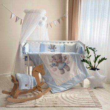 Комплект постельного белья для новорождённого Kids toys Мишка голубой, MSonya фото