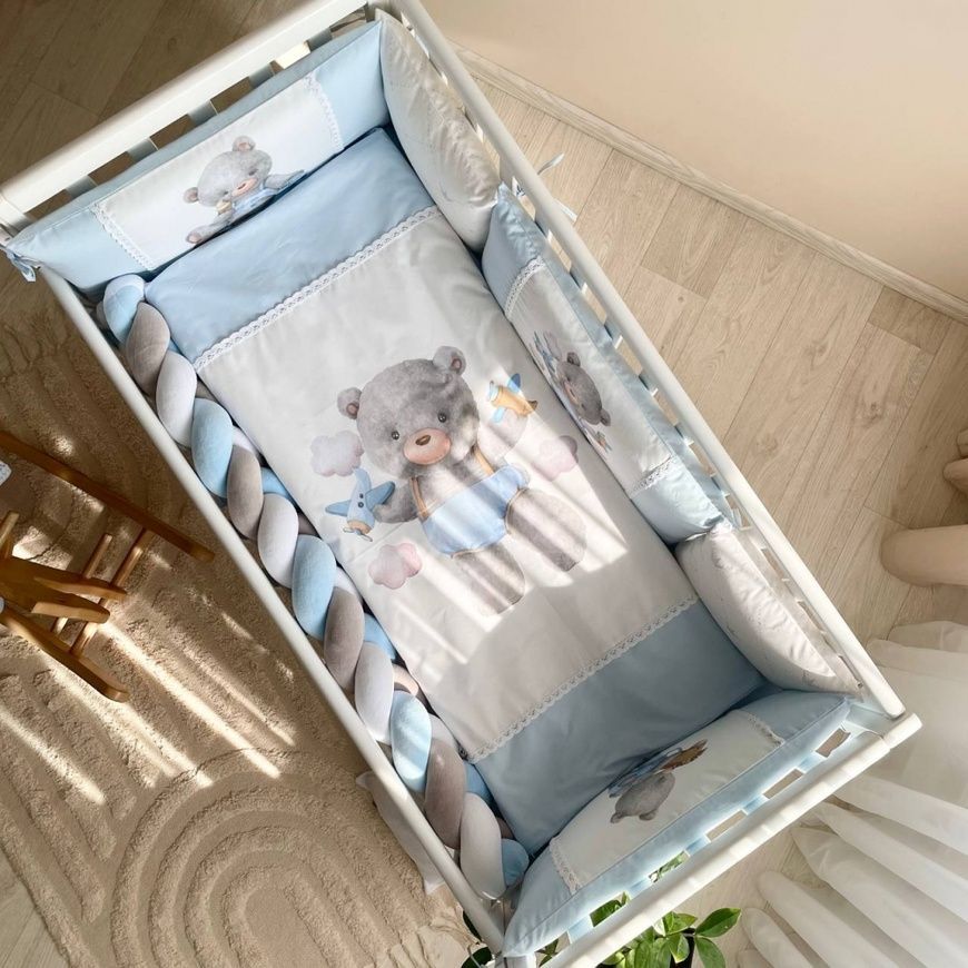Комплект постельного белья для новорождённого Kids toys Мишка голубой, MSonya фото