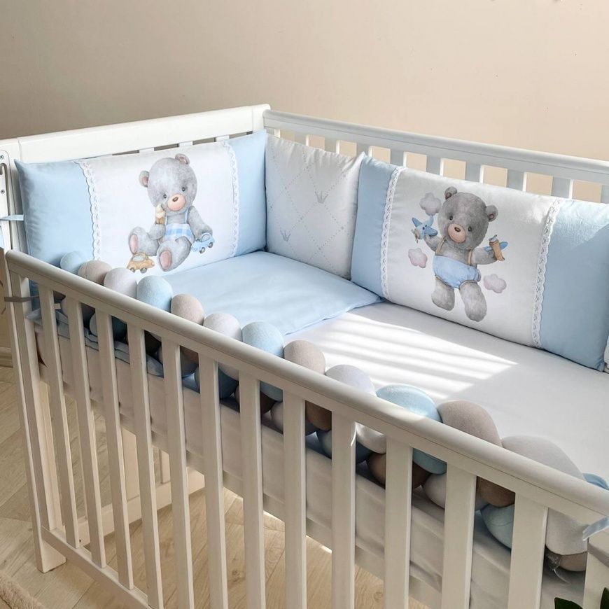 Комплект постельного белья для новорождённого Kids toys Мишка голубой, MSonya фото