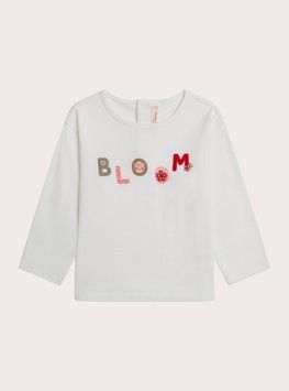Лонгслив белый с надписью bloom для девочки, Du Pareil.. au meme, 3-6 мес фото