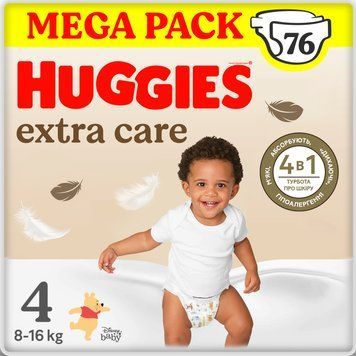 Підгузки Huggies Extra Care, розмір 4 (8-16 кг), 76 шт. фото