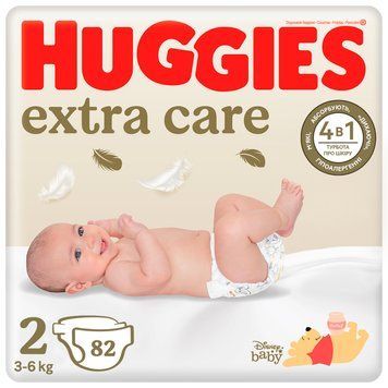 Підгузки Huggies Extra Care 2 (3-6 кг), 82 шт. фото
