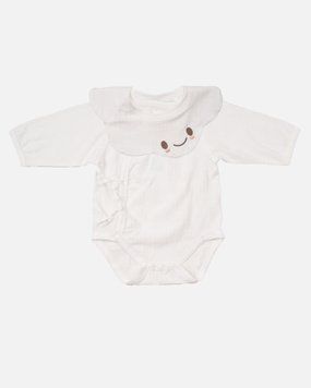 Боди белое с длинным рукавом и слюнявчик для младенцев, Rice&Sky, 0-3 мес фото