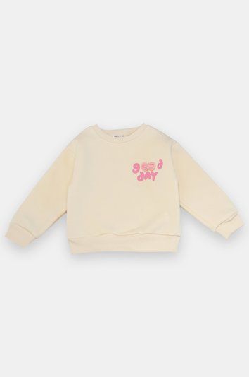 Свитшот на флисе молочный good day для девочки, Tuffy, 3-4 года фото