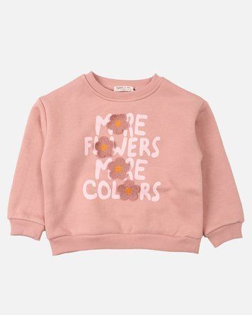 Свитшот на флисе розовый с цветками more flowers more colors для девочки, Tuffy, 3-4 года фото