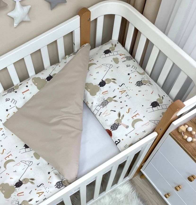 Змінна постіль Baby Mix Зайці на драбинці бежевий для немовлят, MSonya фото
