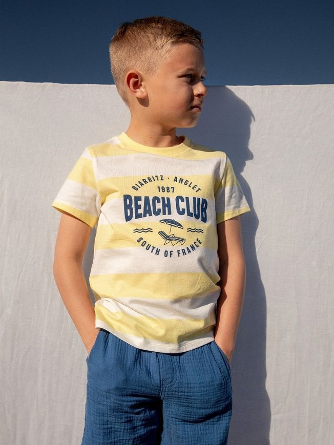 Футболка у жовту смужку beach club для хлопчика, Sergent Major, 3 роки фото
