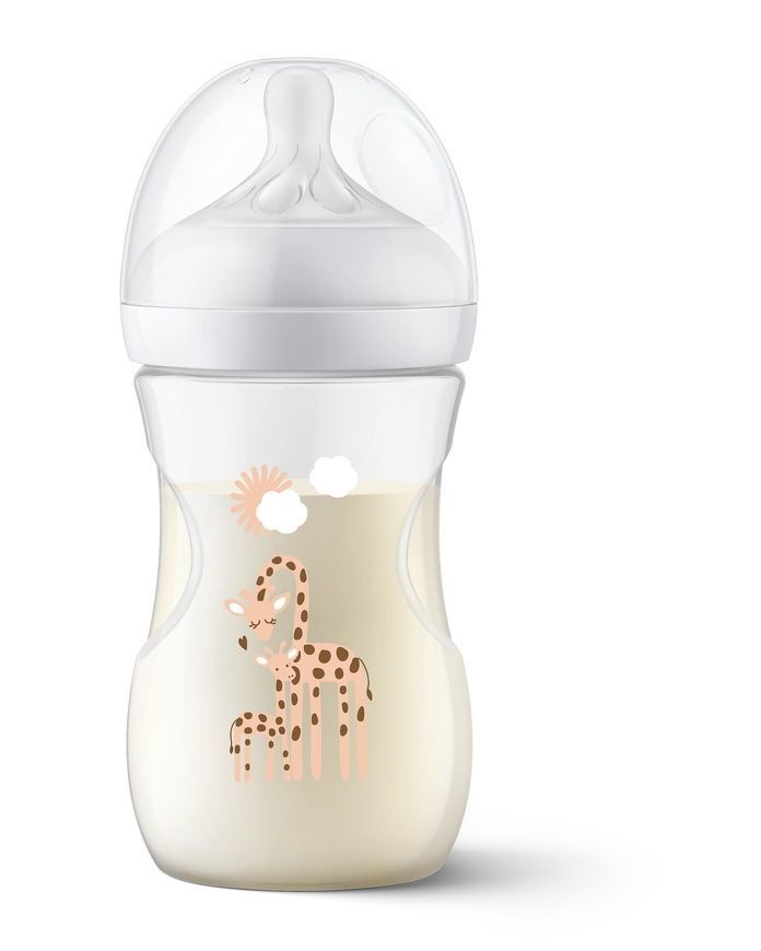 Бутылочка для кормления Natural Природный поток для младенцев, Philips AVENT, 260 мл, 1 шт Жираф фото