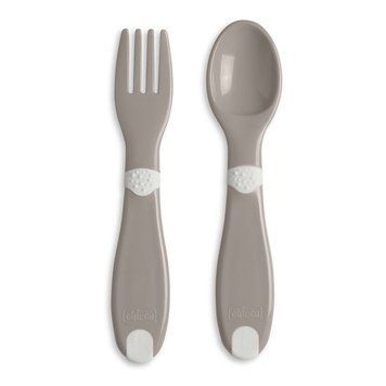 Набор ложка и вилка "First Cutlery" для детей, Chicco, 12 мес+ фото