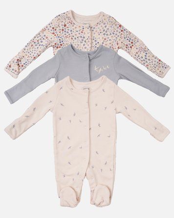 Набор человечков 3 шт с птичками и цветочками для девочки, Mamas Papas, newborn фото