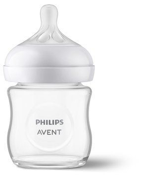 Бутылочка для кормления стеклянная Natural Природный поток для младенцев, Philips AVENT, 120 мл, 1 шт фото
