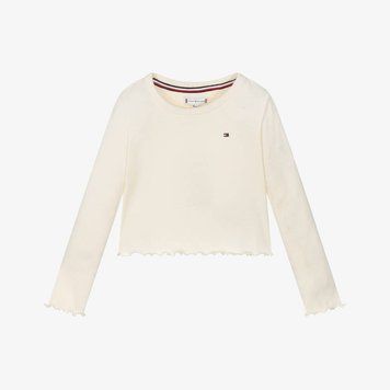 Лонгслів молочний укорочений для дівчинки, Tommy Hilfiger, 2 роки фото