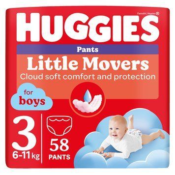 Трусики-подгузники Huggies Little Movers Pants Mega 3 (6-11 кг) для мальчиков, 58 шт. фото