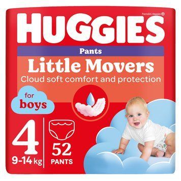 Трусики-подгузники Huggies Little Movers Pants Mega 4 (9-14 кг) для мальчиков, 52 шт. фото