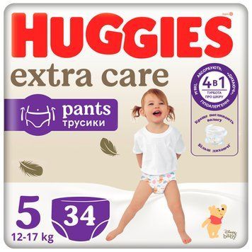 Підгузки-трусики Huggies Extra Care Pants 5 (12-17 кг), 34 шт. фото