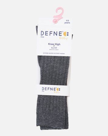 Гольфы в рубчик графитовые для девочки, Defne, 1-3 года фото