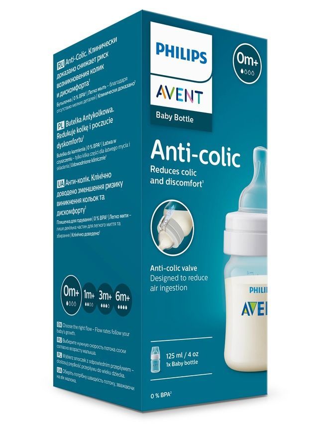 Пляшечка для годування Анти-Колік для немовлят, Philips AVENT, 125 мл фото