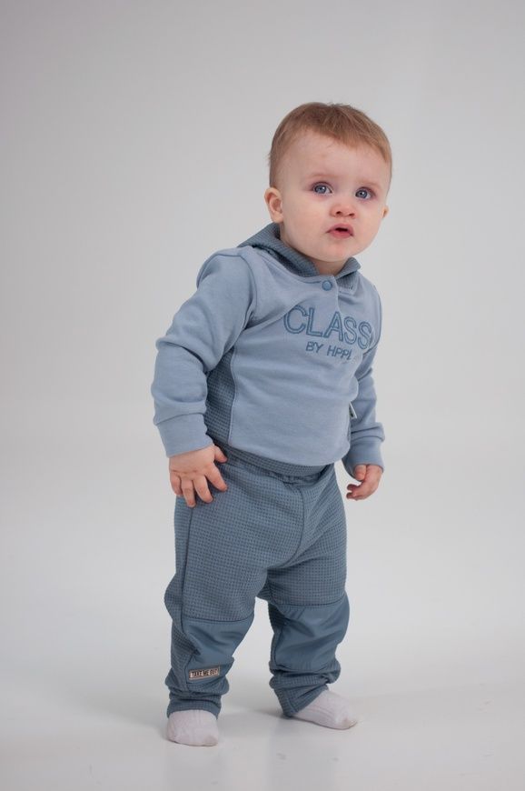 Костюм голубой с худи, штанами и жилеткой для мальчика, Hippil baby, 6-9 мес фото
