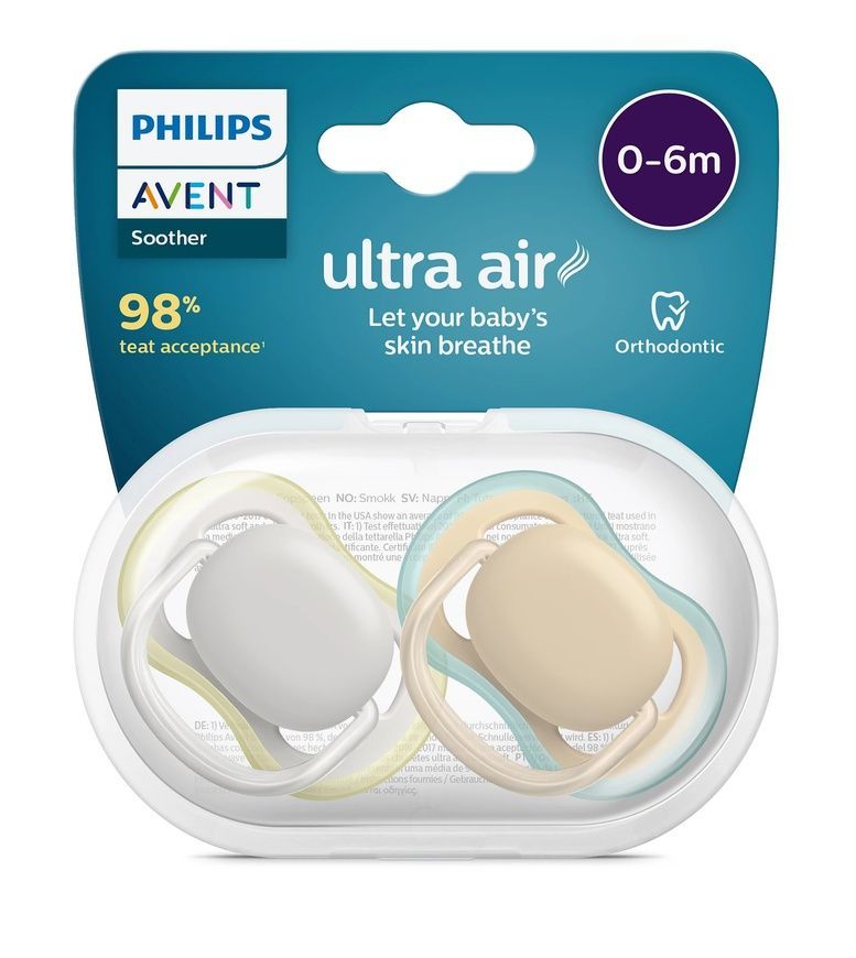 Пустушка Ultra Air для немовлят, Philips Avent, 0-6 міс, 2 шт фото