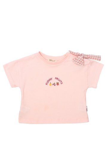 Футболка розовая с фруктами и бантиком для девочки, Tuffy, 3-4 года фото