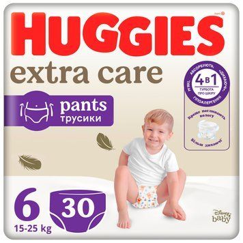 Підгузки-трусики Huggies Extra Care Pants 6 (15-25 кг), 30 шт. фото