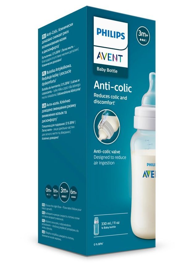 Пляшечка для годування Анти-Колік для немовлят, Philips AVENT, 330 мл фото