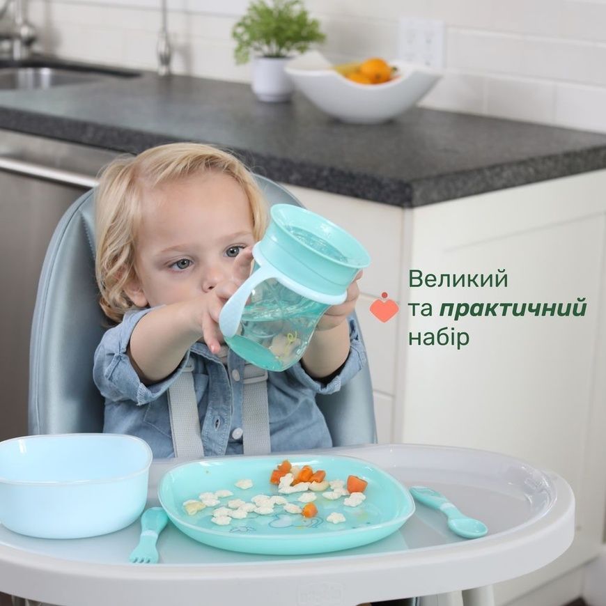 Набір посуду "Set Pappa" блакитний для дітей, Chicco, 12 міс+ фото