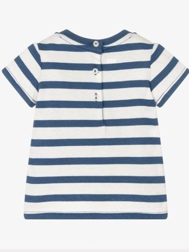 Футболка белая в синюю полоску с мишкой для девочки, Ralph Lauren, 9 мес фото