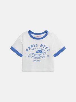 Футболка біла з песиком Paris на кнопочках для хлопчика, Du Pareil.. au meme, 3-6 міс фото