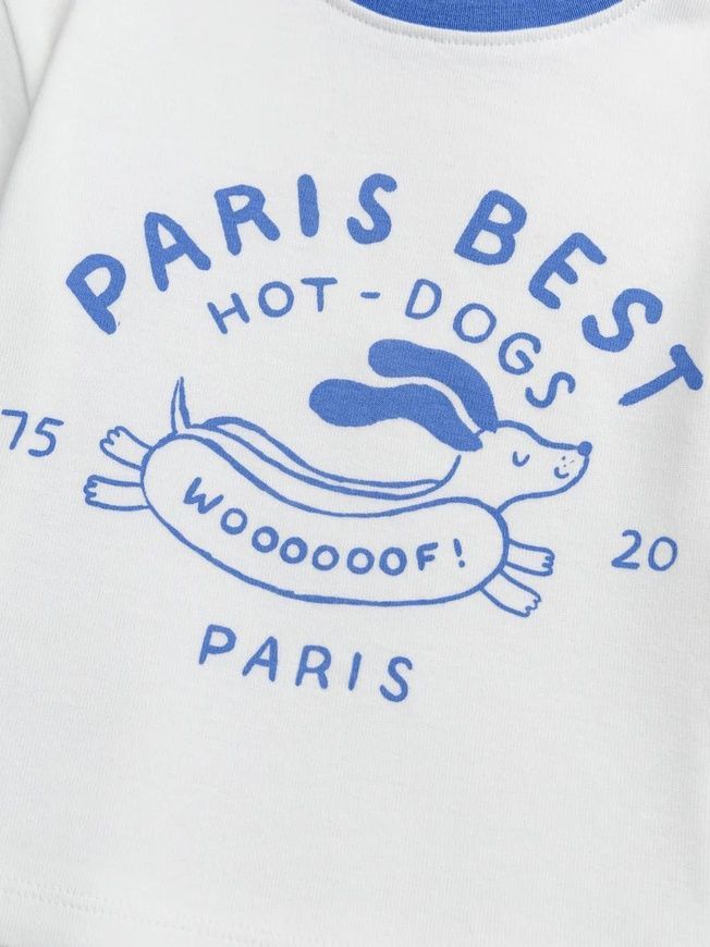 Футболка біла з песиком Paris на кнопочках для хлопчика, Du Pareil.. au meme, 3-6 міс фото