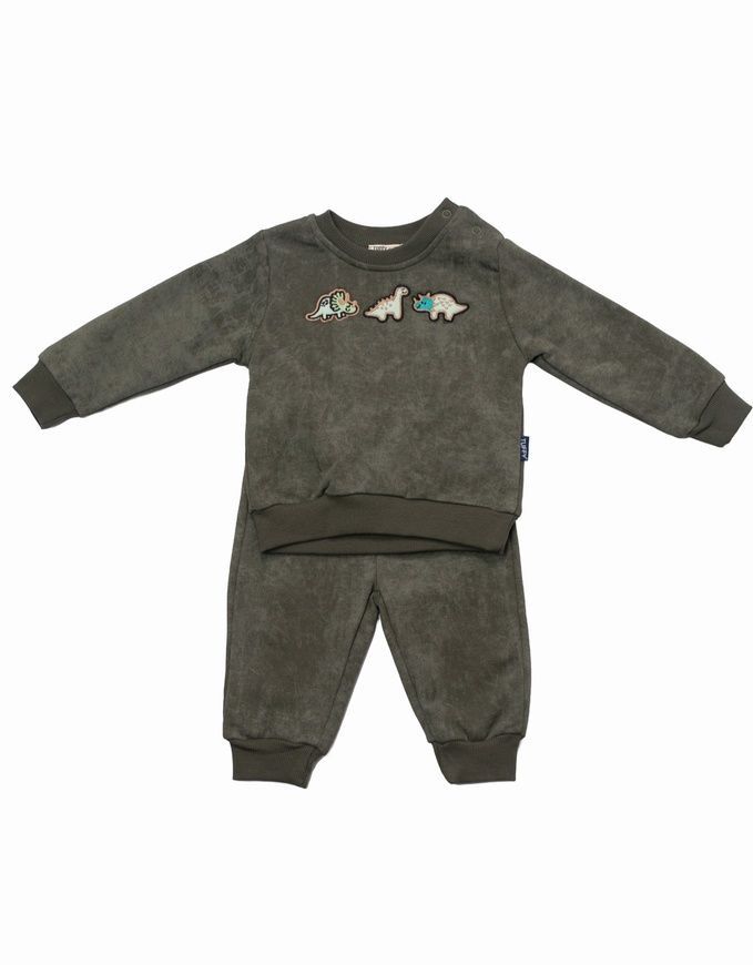 Костюм хаки с динозавриками для мальчика, Tuffy, 9-12 мес фото