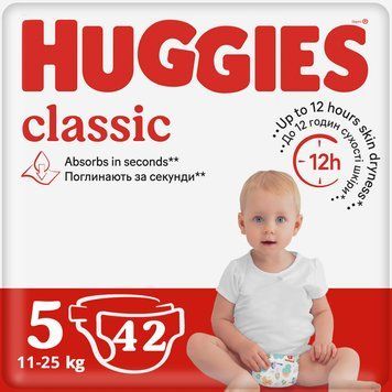Подгузники Huggies "Classic" 5 Jumbo Pack (11-25 кг, 42 шт.) фото