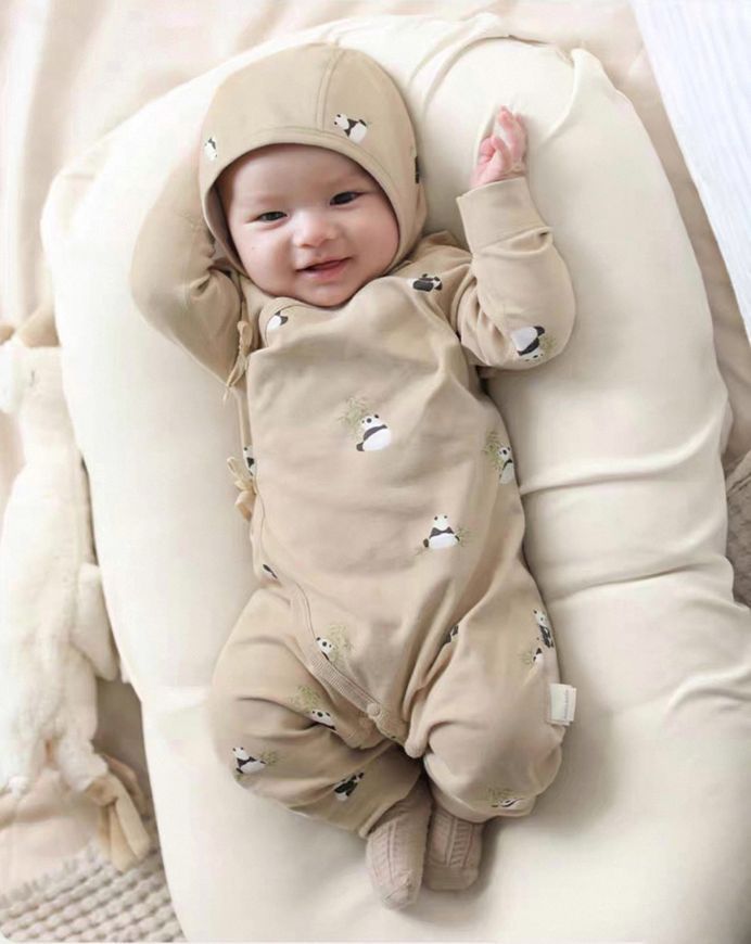 Человечек бежевый с пандой на запах для младенцев, Koala Bebe, 0-3 мес фото
