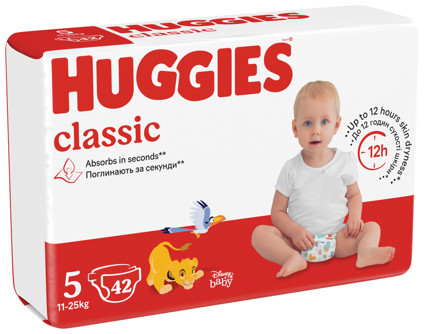 Подгузники Huggies "Classic" 5 Jumbo Pack (11-25 кг, 42 шт.) фото