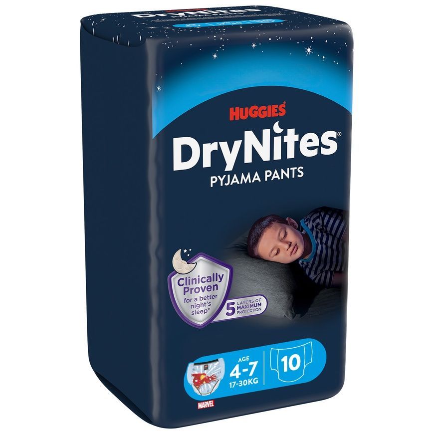 Трусики-подгузники Huggies DryNites для мальчиков (17-30 кг, 10 шт.), 4-7 лет фото