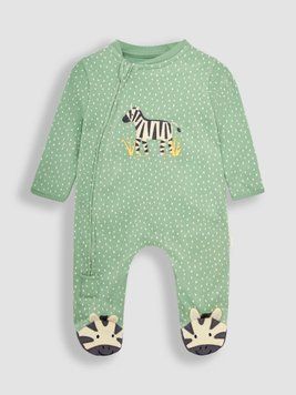 Чоловічок зелений з зеброю для немовлят, JoJo Maman Bebe, 0-3 міс фото