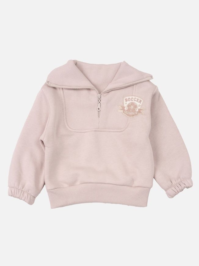 Костюм на флисе бежевый: свитшот half-zip и штаны для младенцев, Bebico, 6-9 мес фото