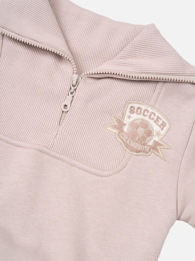 Костюм на флисе бежевый: свитшот half-zip и штаны для младенцев, Bebico, 6-9 мес фото