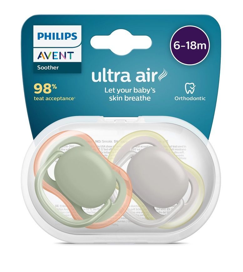 Пустушка Ultra Air для немовлят, Philips Avent, 6-18 міс, 2 шт фото