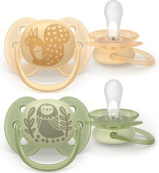 Пустушка Ultra Soft жовто-зелена для немовлят, PHILIPS Avent, 6-18 міс фото