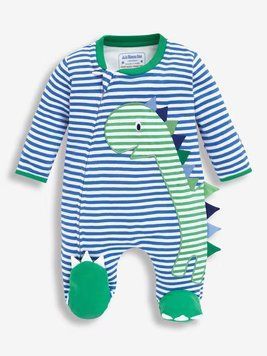 Чоловічок синій з аплікацією діно для немовлят, JoJo Maman Bebe, 3-6 міс фото
