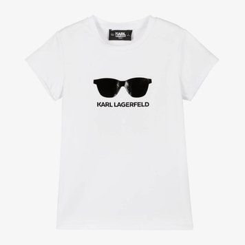 Футболка белая с принтом очки для детей, KARL LAGERFELD, 3 года фото