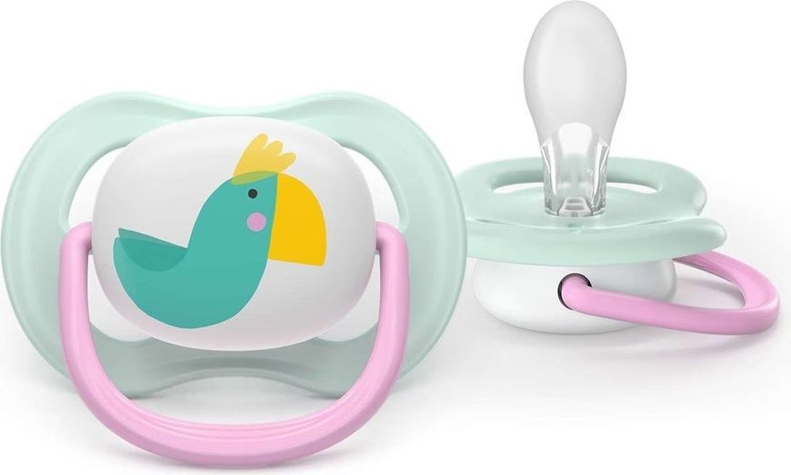 Пустушка Ultra Air жовто-рожева для немовлят, PHILIPS Avent, 0-6 міс фото