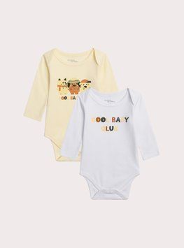 Набор боди 2 шт белое cool baby club и лимонное с тремя животными для мальчика, Du Pareil.. au meme,1 мес фото