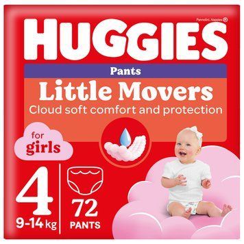 Трусики-подгузники Huggies Little Movers Pants Box 4 (9-14 кг) для девочек, 72 шт. фото