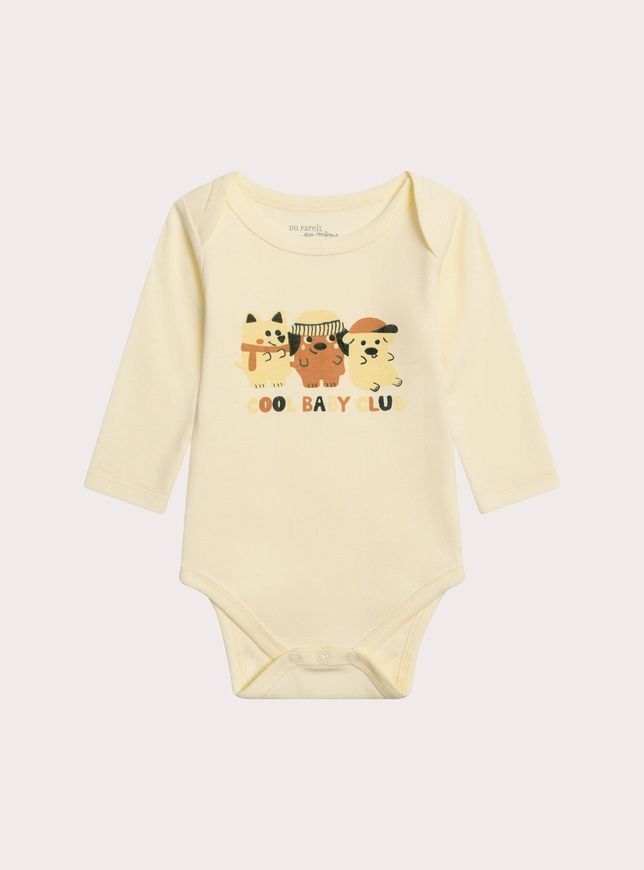 Набір боді 2 шт біле cool baby club та лимонне з трьома тваринками для хлопчика, Du Pareil.. au meme, 1 міс фото