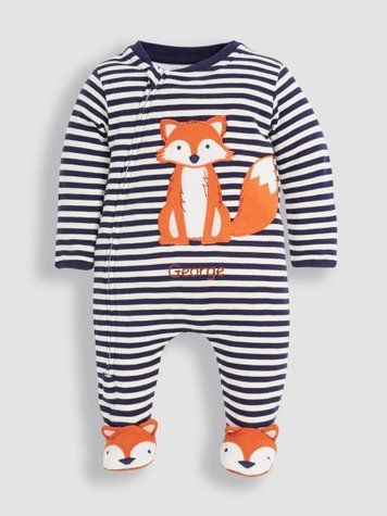 Чоловічок з аплікацією лисичка смужка для немовлят, JoJo Maman Bebe, newborn фото